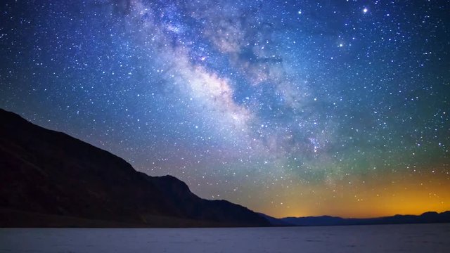 MoCo Tracking Astro Time Lapse of Milky Way at Badwater in Death Valley -Zoom In