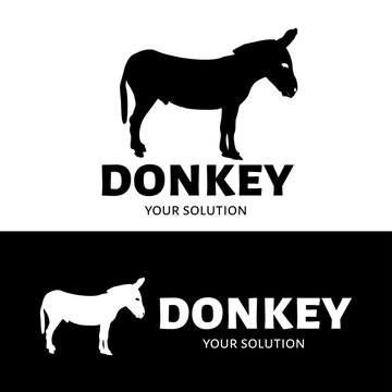 Vector logo donkey. Silhouette of a donkey. Brand logo