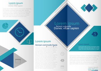 Leaflet cover presentation abstract geometric background, layout in A4 size Blue fold set technology annual report brochure flyer design template vector