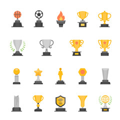 Trophy Awards vector color icons set