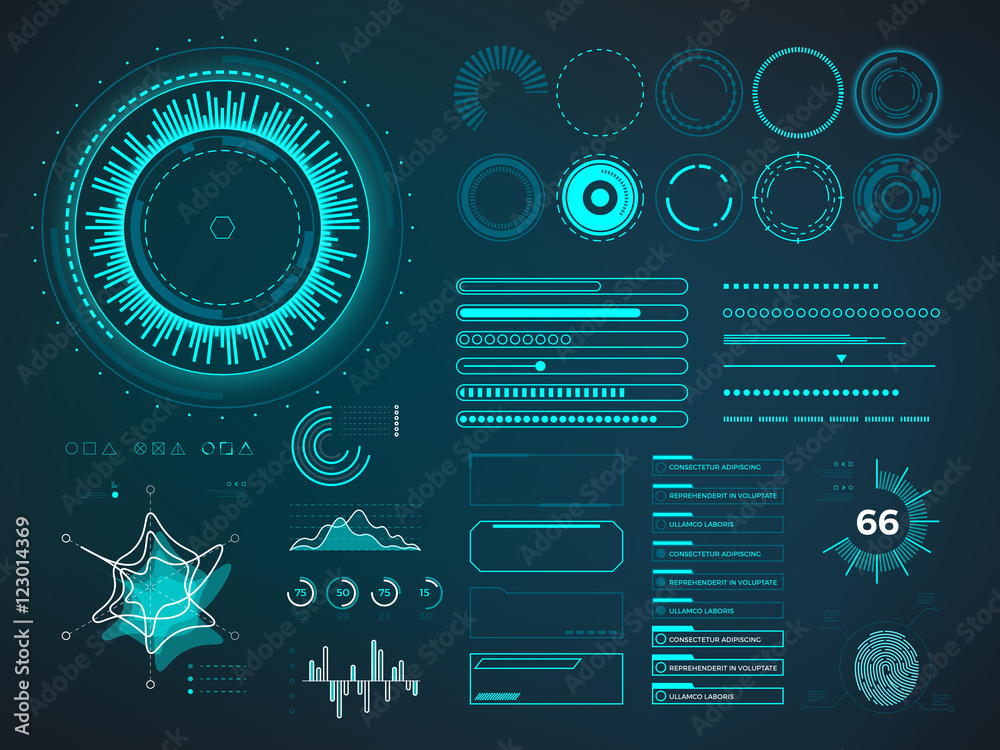 Wall mural futuristic user interface hud. infographic vector elements