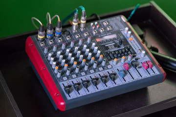 Audio equalizer control panel with cable