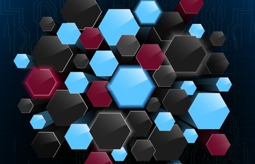 Abstract background with 3d hexagon