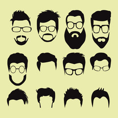  Collection of fashionable stylish hairstyles and glasses.