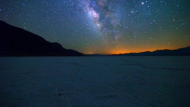 MoCo Pan Astro Time Lapse of Milky Way over Badwater in Death Valley 