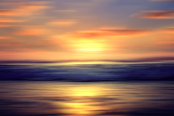 Fototapeta na wymiar blurred background sunset on the sea