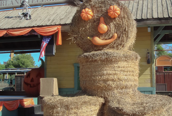 haystack in the form of dolls with the eyes and mouth of the pum