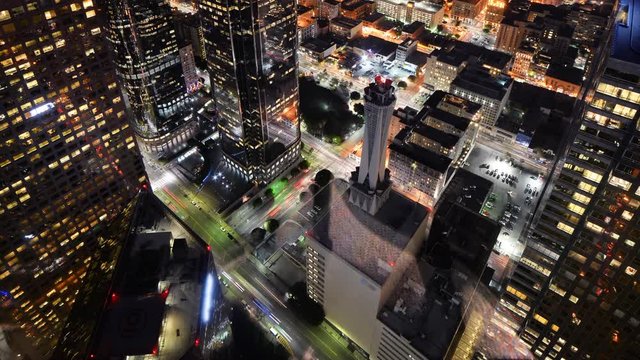 Time Lapse of Downtown LA Night City Lights -Long Shot 1-