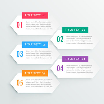 clean white infographic five steps presentation template