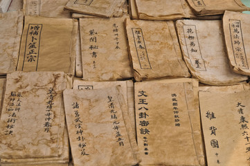 Fototapeta na wymiar Chinese wisdom manuscript antique books