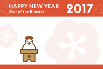 酉年　年賀状　鏡餅の鶏