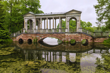 The bridge in the park of Tsarskoye Selo. St. Petersburg, Russia