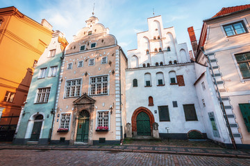 Three Brothers - Landmarks of Riga. Complex of three colorful medieval houses, Latvia