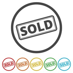 Sold Out icon vector over a white background