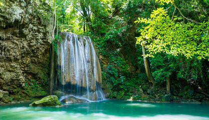 Fototapeta na wymiar Waterfall at national park, thailand