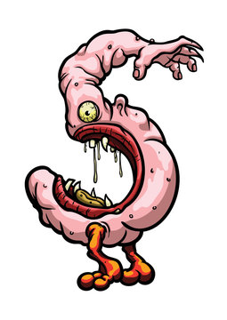 Number five monster. Illustration digit creature '5' figure with deformed body
