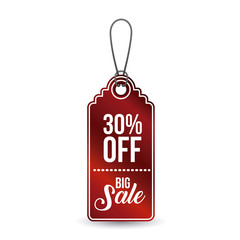 hanging red tag icon. Price offer discount and market design. Isolated design. Vector illustration