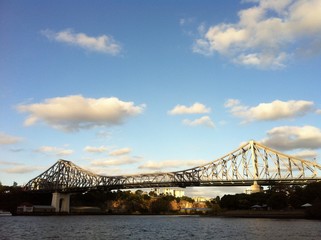 Fototapeta premium Story bridge in Brisbane Queensland Australia natural sunset evening calm peaceful scenery