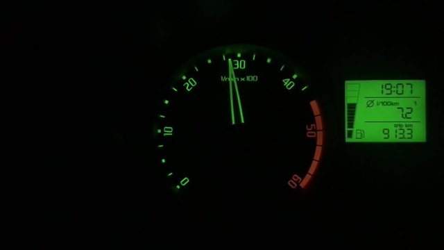 speedometer, cyclometer, tachometer sports car. Car instrument panel, showing rpm and high speed acceleration. 4K.