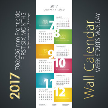 Calendar 2017 next six month color background