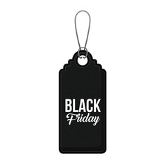 hanging black tag icon. Black friday price offer discount and market design. Isolated design. Vector illustration