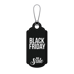 hanging black tag icon. Black friday price offer discount and market design. Isolated design. Vector illustration