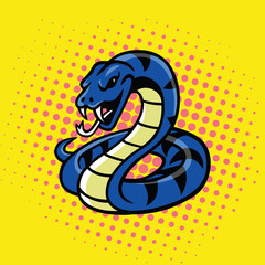 Fototapeta premium Viper Snake Pop Art Style Vector