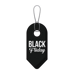 hanging black tag icon. Black friday price offer discount and market design. Isolated design. Vector illustration