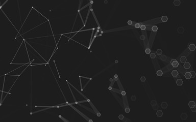 Abstract polygonal space low poly dark background, 3d rendering