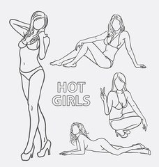 Hot girl sexy pose sketch. Good use for symbol, logo, web icon, mascot, element, object, sign, or any design you want.