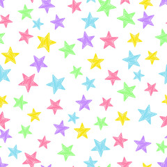 Muster nahtlos mit bunten Sternen auf weissem Hintergrund
