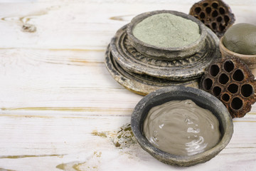 Ancient minerals - green clay powder and mud mask for spa and beauty