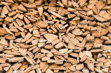 Pile of wood cuttings closeup