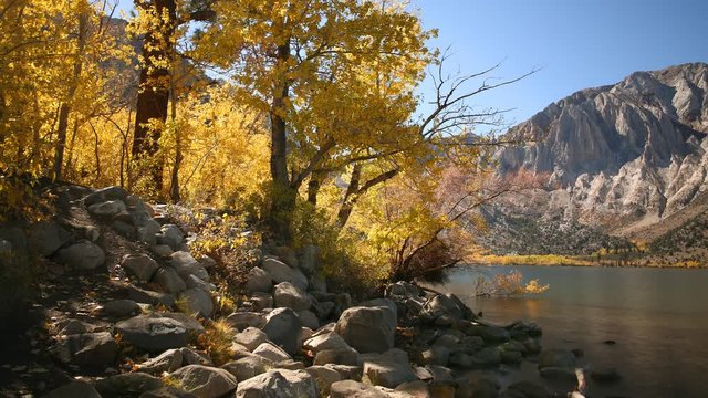 3 axis Motion Time Lapse of Alpine Lake & Golden Aspens Fall Foliage -Zoom In-