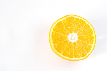 Orange cut in half white background