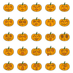 Vector cartoon hand drawn Halloween Pumpkin