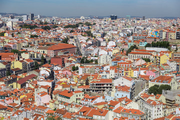 Fototapeta na wymiar view on travel Lisbon from castle sao jorge