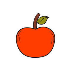 Vector cartoon hand drawn red apple