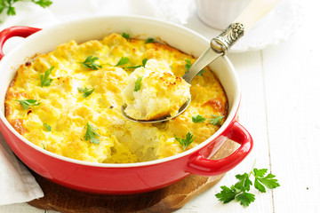 Baked cauliflower with cheese.