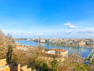Fototapeta na wymiar Panoramic overview of Budapest with Parliament building
