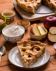 apple pie slice with ingredients
