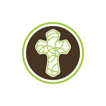 Abstract Cross Church Logo Icon