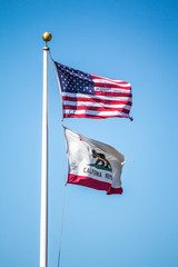 American and californian flag