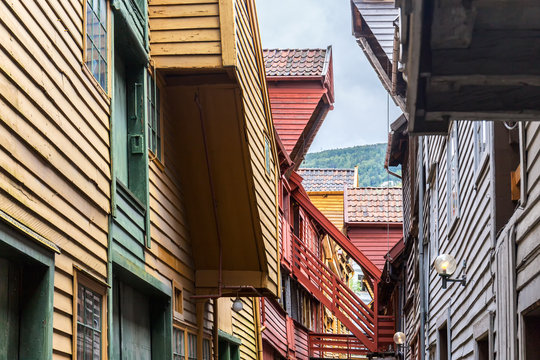 Colorfull houses in Bryggen, Bergen. Norway