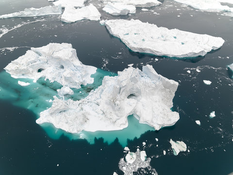 beautiful icebergs are on arctic ocean