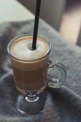 Close-up shot of coffee in glass
