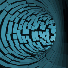Abstract Tunnel. Futuristic Style. 3D Surface. Turning Tube . Perspective Background.