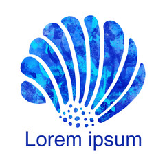 Watercolor scallop shell closeup isolated on a white background