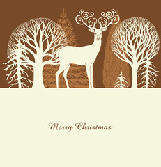 Christmas and New Year card, retro festive background