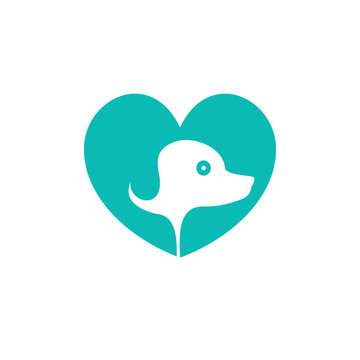 Dog Lover Heart Logo Icon